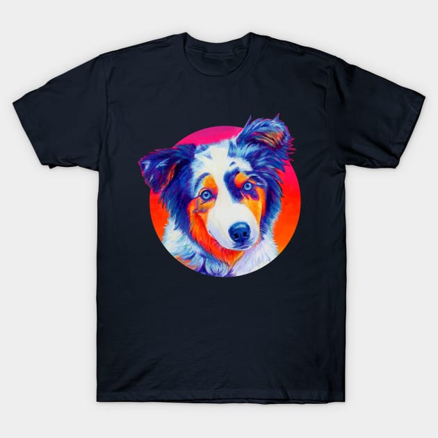 Blue Merle Australian Shepherd Puppy T-Shirt by rebeccawangart